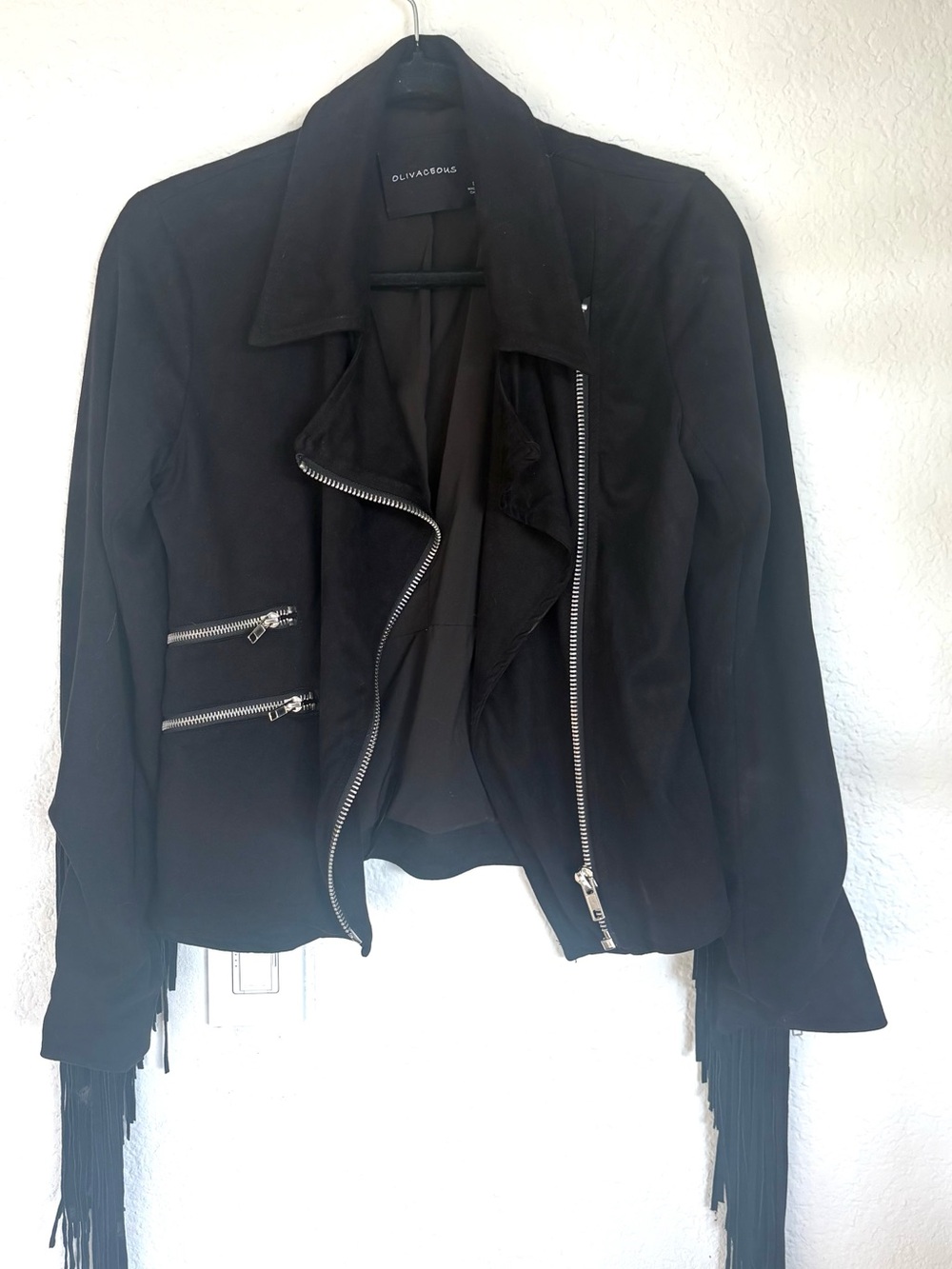 Black Fringe Moto Jacket